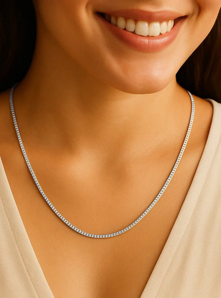 14k White Gold Classic Box Chain 0.7mm