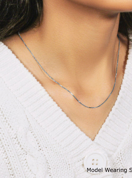 14k White Gold Classic Box Chain 0.7mm