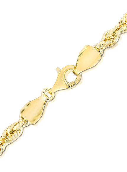 5.0mm 14k Yellow Gold Solid Diamond Cut Rope Chain