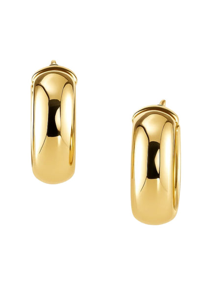 14k Yellow Gold Wide Medium Hoop Earrings with Snap Lock