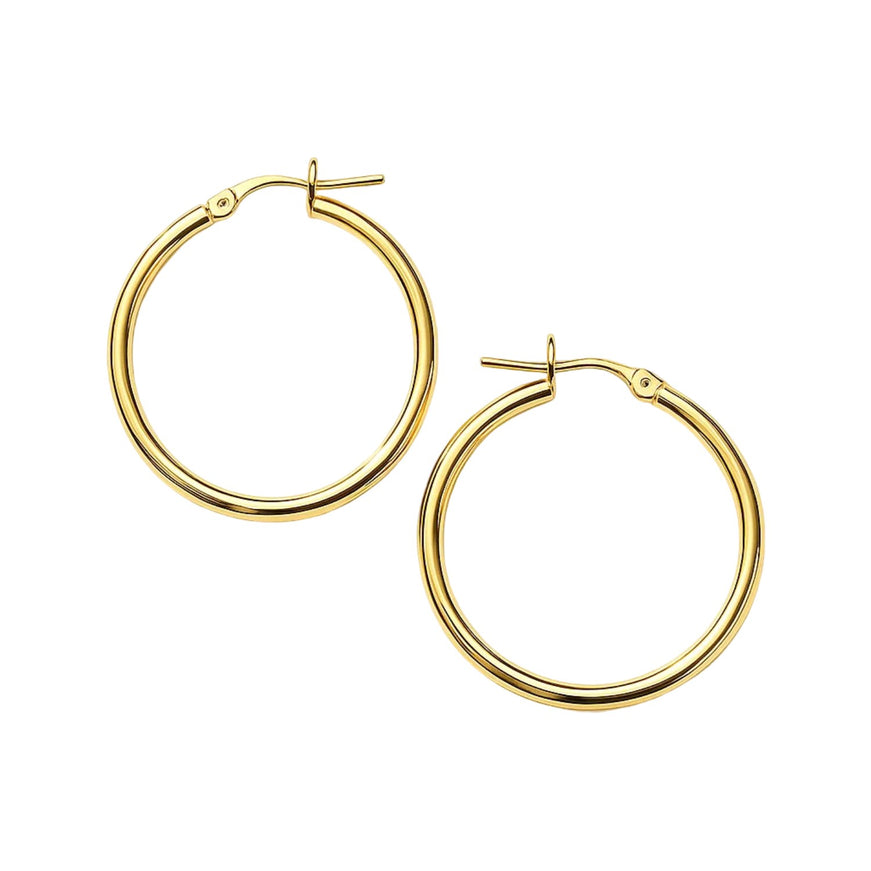 14k Yellow Gold Polished Hoop Earrings (25 mm)