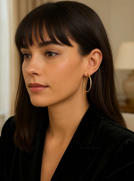 14k Yellow Gold Polished Hoop Earrings (25 mm)