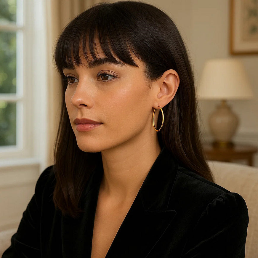 14k Yellow Gold Polished Hoop Earrings (25 mm)