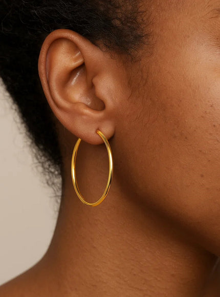 14k Yellow Gold Polished Hoop Earrings (25 mm)