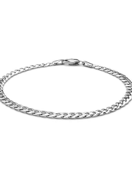 3.6mm 14k White Gold Solid Curb Bracelet