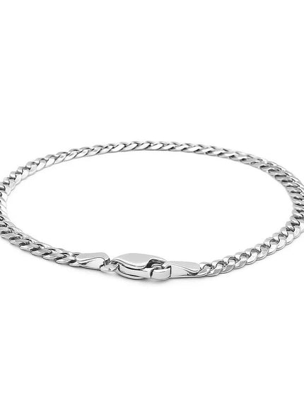 3.6mm 14k White Gold Solid Curb Bracelet