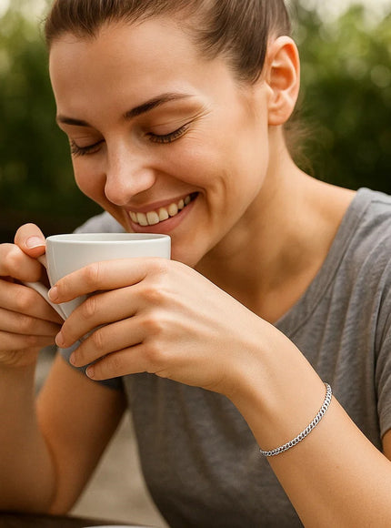 3.6mm 14k White Gold Solid Curb Bracelet