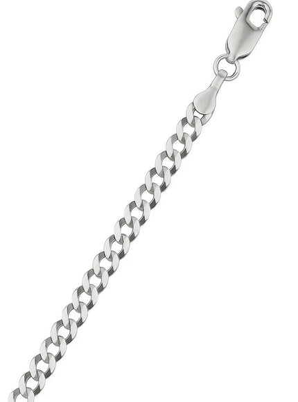 3.6mm 14k White Gold Solid Curb Bracelet