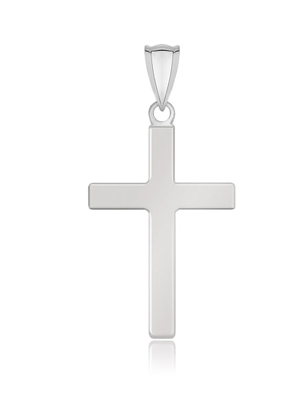 14k White Gold Flat Design Cross Pendant