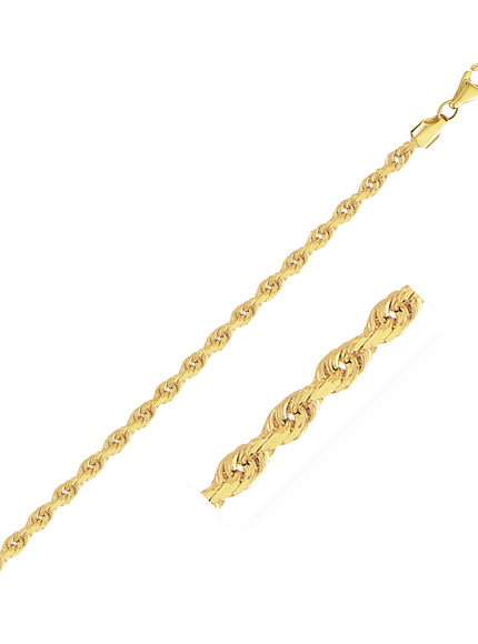 2.75mm 10k Yellow Gold Solid Diamond Cut Rope Chain
