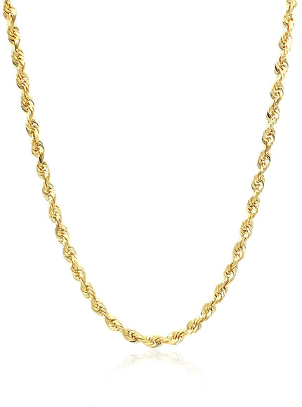 2.75mm 10k Yellow Gold Solid Diamond Cut Rope Chain