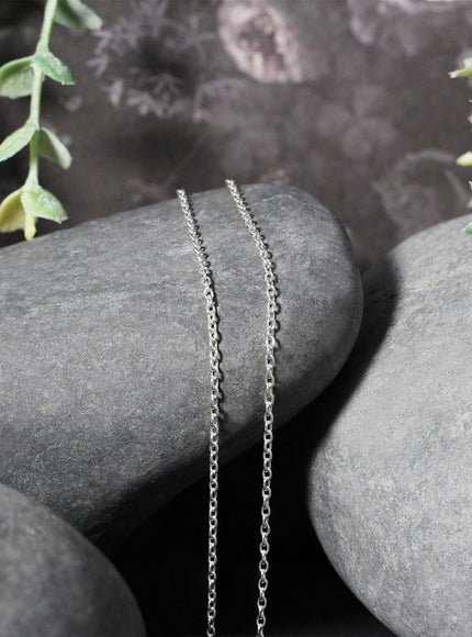 18k White Gold Round Cable Chain 1.5mm