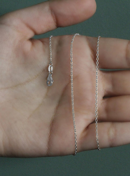 18k White Gold Round Cable Chain 1.5mm