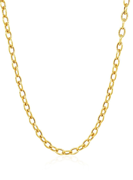 3.5mm 14k Yellow Gold Pendant Chain with Textured Links