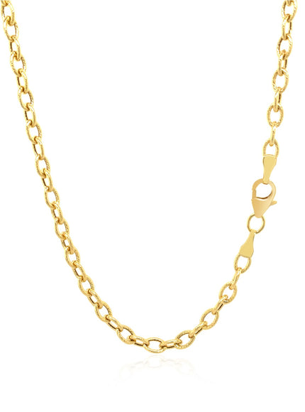 3.5mm 14k Yellow Gold Pendant Chain with Textured Links