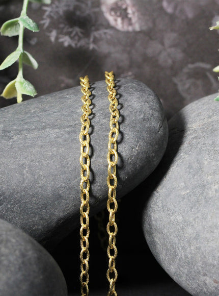 3.5mm 14k Yellow Gold Pendant Chain with Textured Links