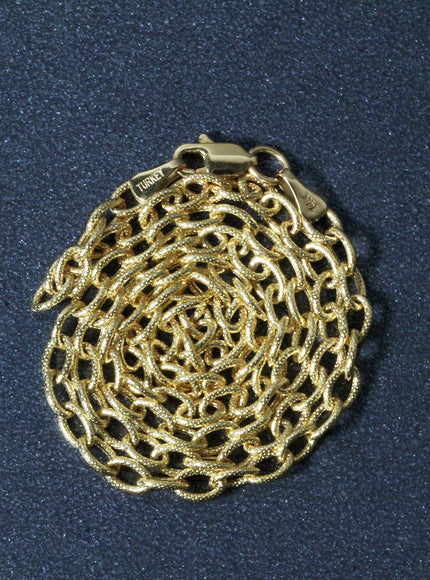 3.5mm 14k Yellow Gold Pendant Chain with Textured Links
