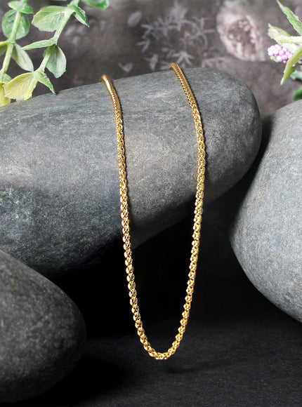14k Yellow Gold Round Wheat Chain 1.5mm