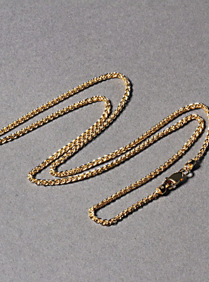 14k Yellow Gold Round Wheat Chain 1.5mm