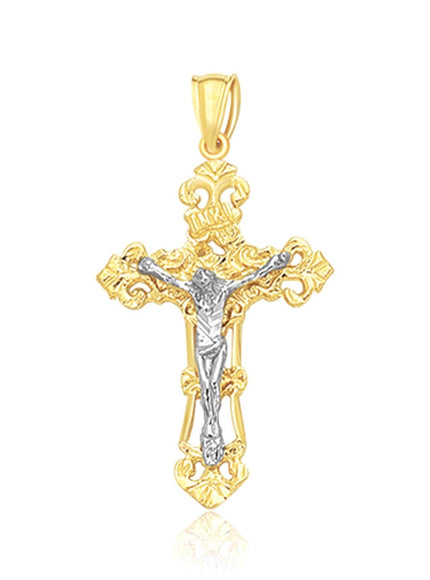 14k Two Tone Gold Cross Pendant - Ellie Belle