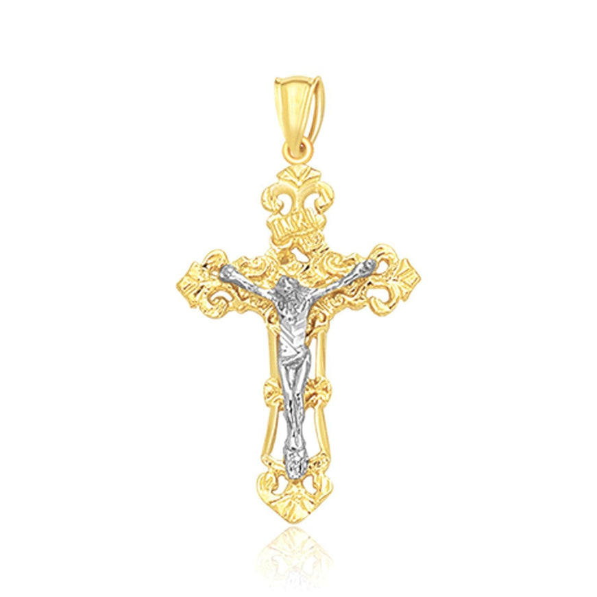 14k Two Tone Gold Cross Pendant - Ellie Belle