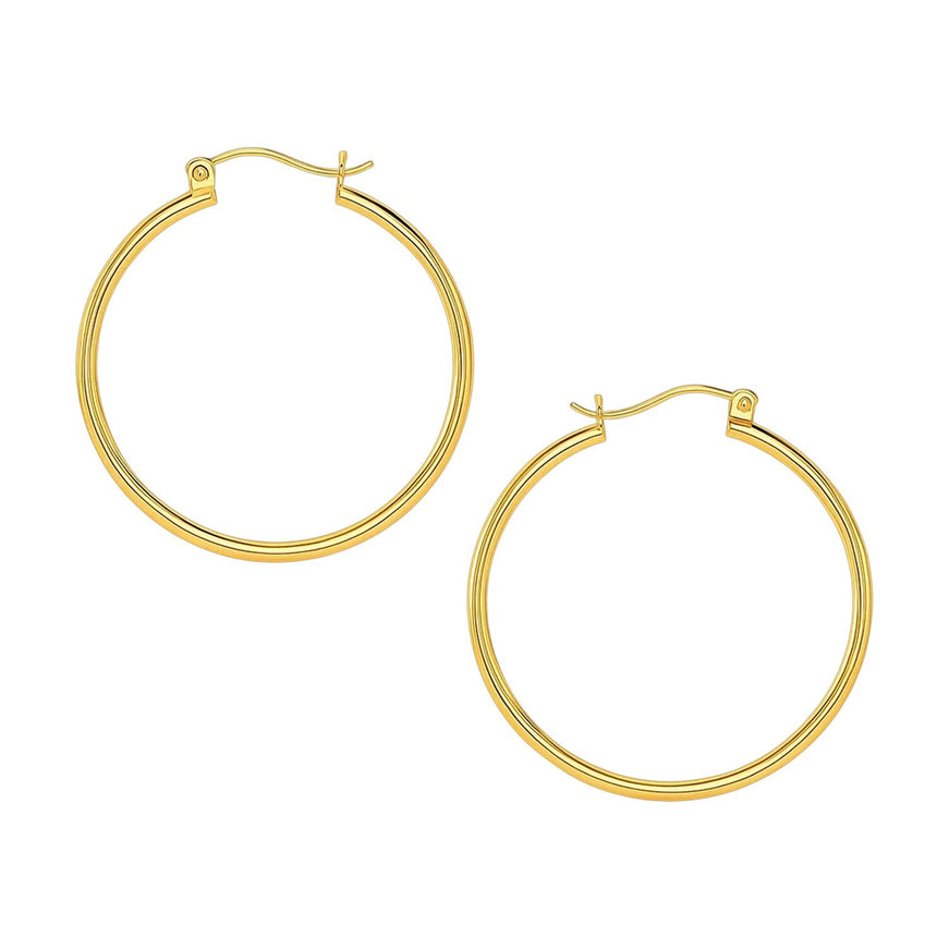 14k Yellow Gold Polished Hoop Earrings (40mm)