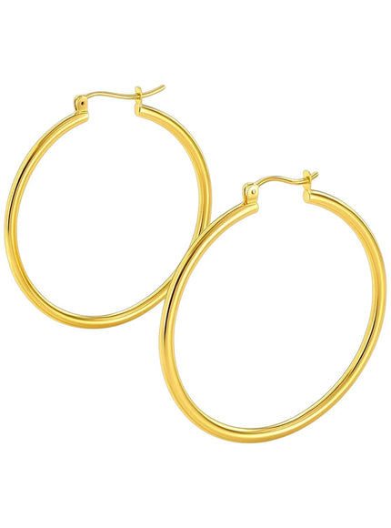 14k Yellow Gold Polished Hoop Earrings (40mm)
