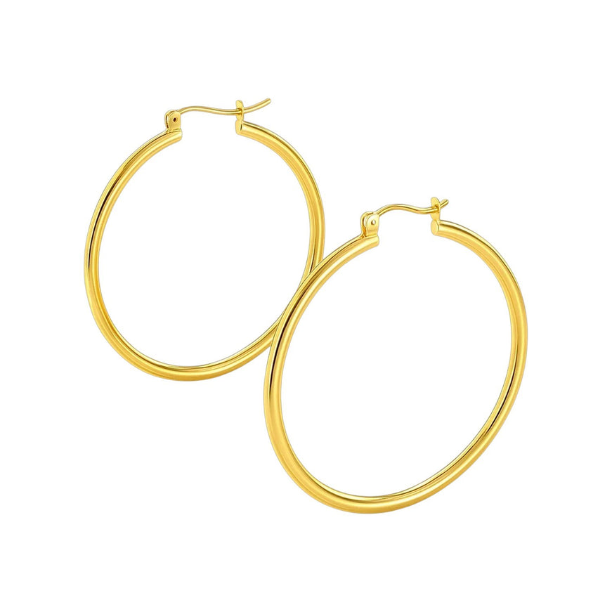 14k Yellow Gold Polished Hoop Earrings (40mm)