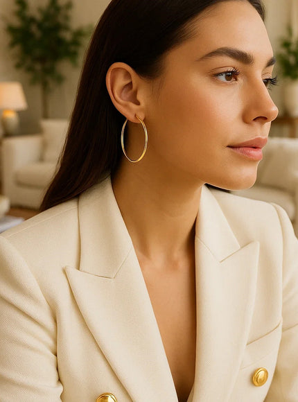 14k Yellow Gold Polished Hoop Earrings (40mm)