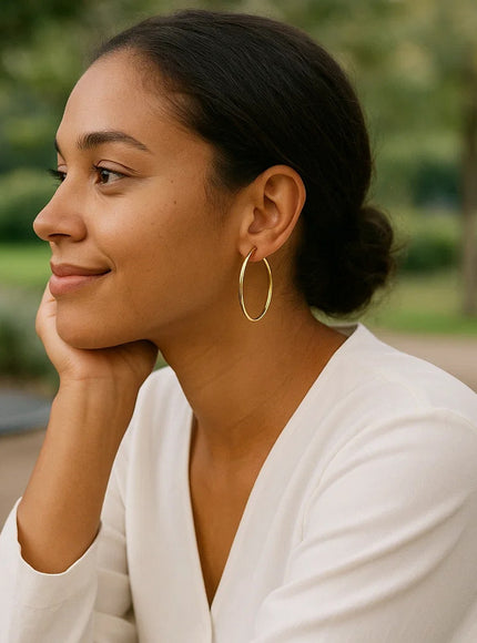 14k Yellow Gold Polished Hoop Earrings (40mm)