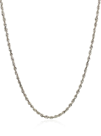 2.0mm 14k White Gold Solid Diamond Cut Rope Chain