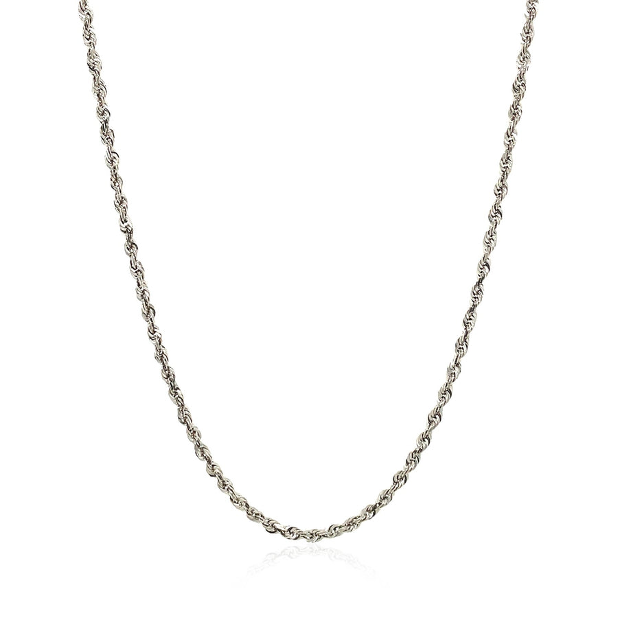2.0mm 14k White Gold Solid Diamond Cut Rope Chain