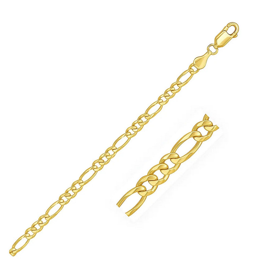 3.8mm 14k Yellow Gold Solid Figaro Chain