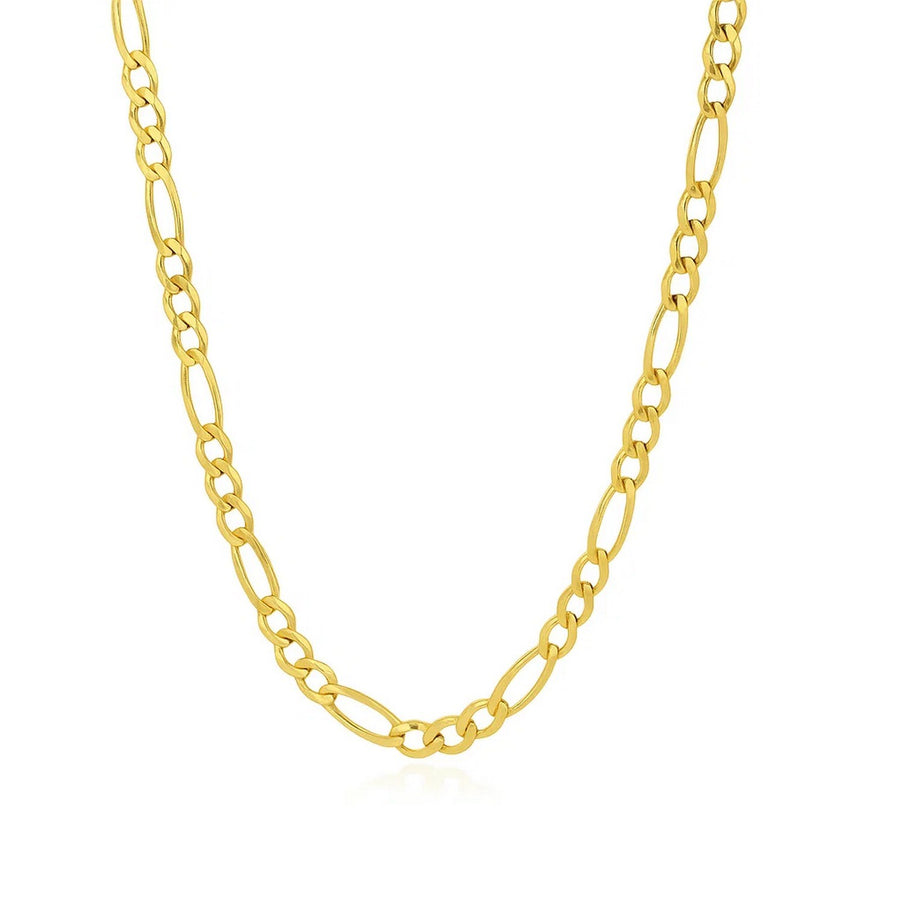 3.8mm 14k Yellow Gold Solid Figaro Chain