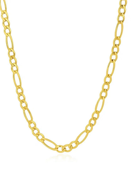 3.8mm 14k Yellow Gold Solid Figaro Chain