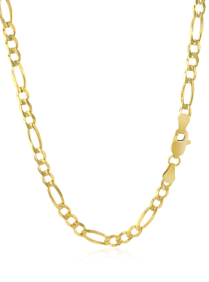 3.8mm 14k Yellow Gold Solid Figaro Chain