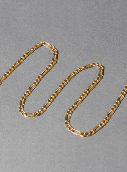 3.8mm 14k Yellow Gold Solid Figaro Chain