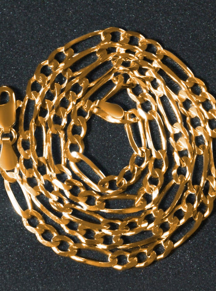 3.8mm 14k Yellow Gold Solid Figaro Chain