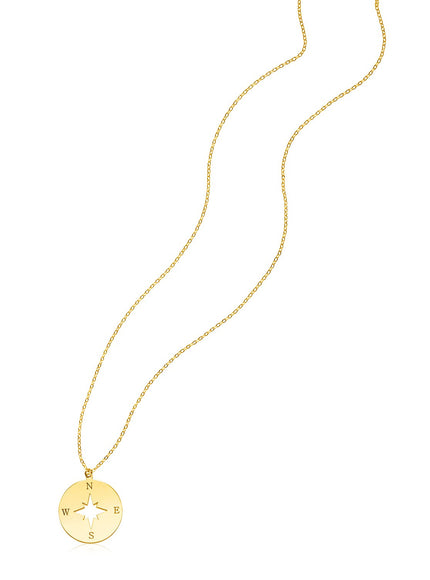 14K Yellow Gold Necklace with Compass