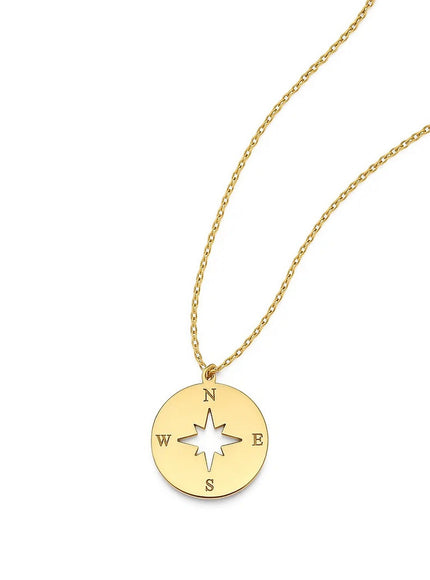 14K Yellow Gold Necklace with Compass