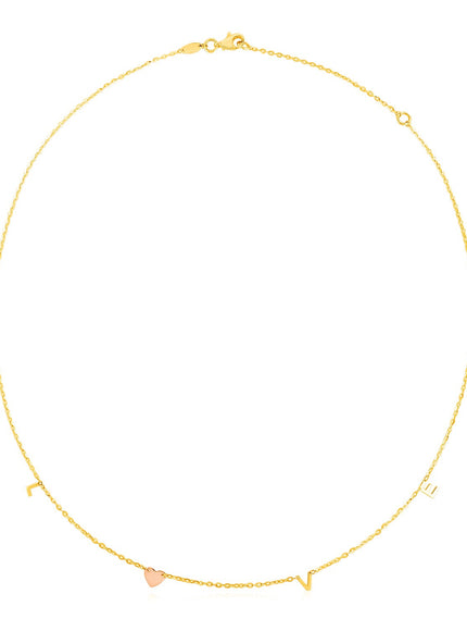 14k Two Tone Gold Love Necklace