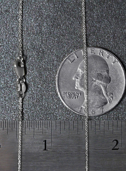 14k White Diamond Cut Cable Link Chain 0.8mm