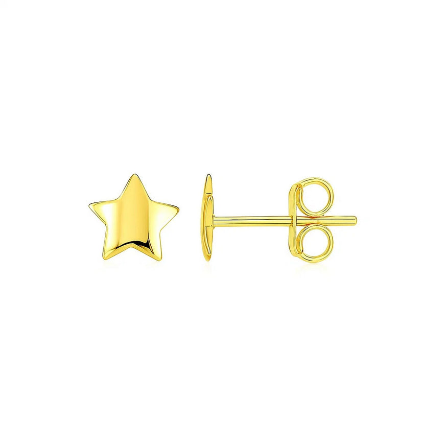 14k Yellow Gold Post Earrings with Stars