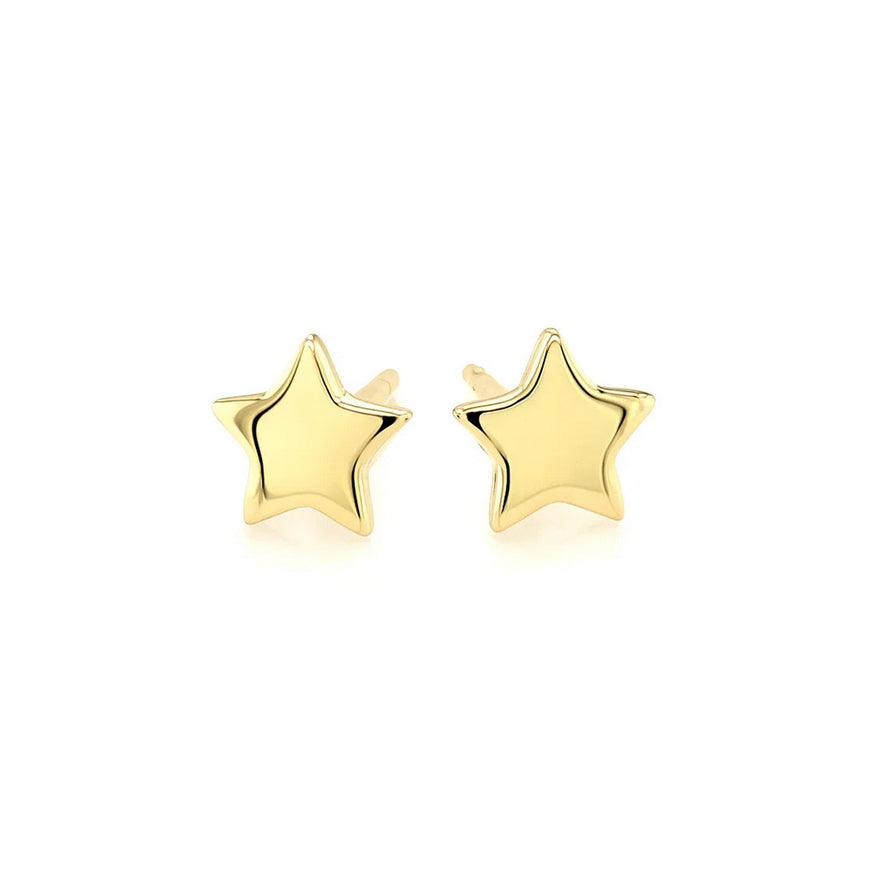 14k Yellow Gold Post Earrings with Stars