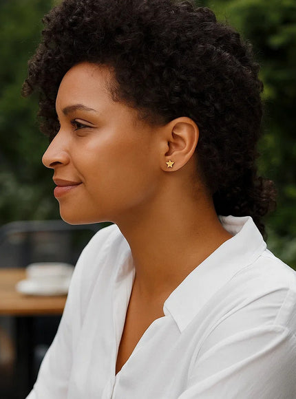 14k Yellow Gold Post Earrings with Stars