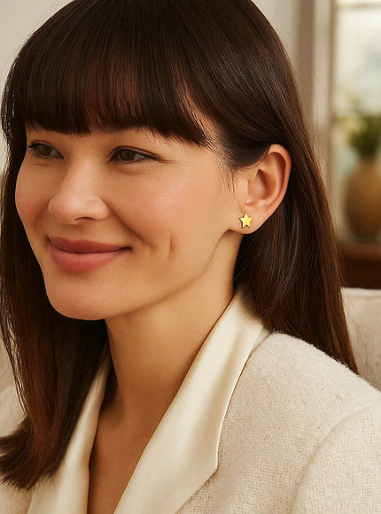 14k Yellow Gold Post Earrings with Stars