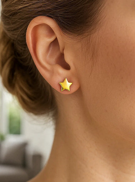 14k Yellow Gold Post Earrings with Stars