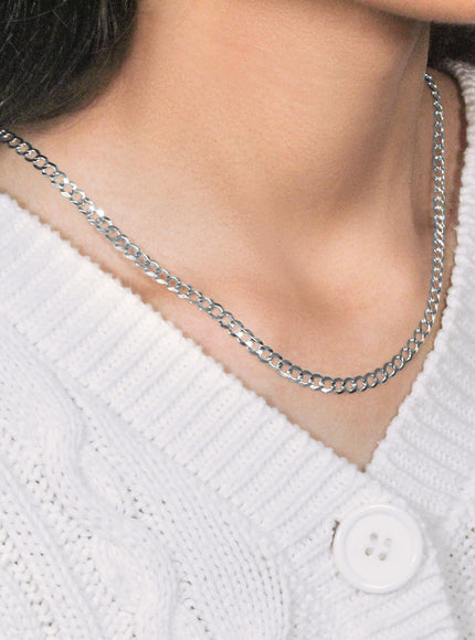 14k White Gold Solid Curb Chain (4.70 mm)