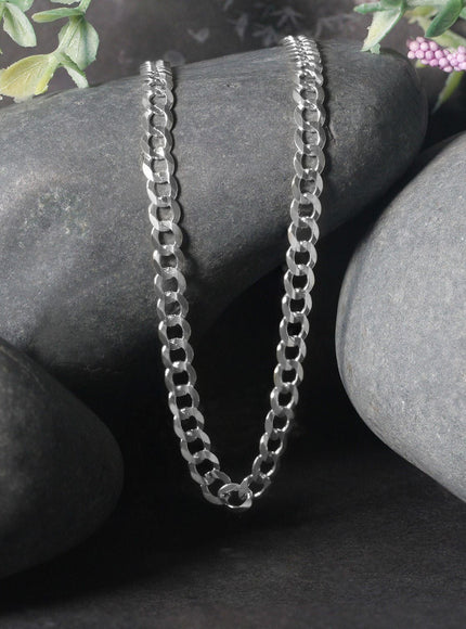 14k White Gold Solid Curb Chain (4.70 mm)