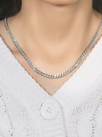 14k White Gold Solid Curb Chain (4.70 mm)